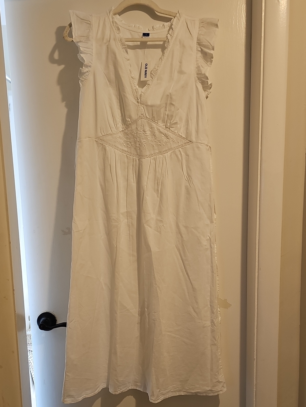 Old Navy White Maxi Dress with Embroidered Waist